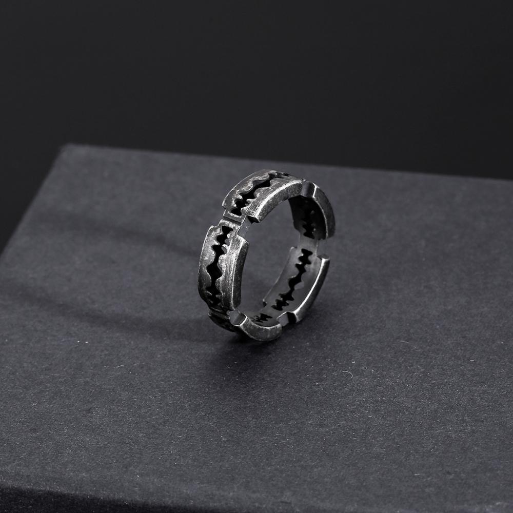 Blackened Steel Razor Blade Ring