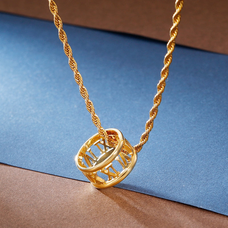 Laser-Cut Roman Numeral Statement Ring