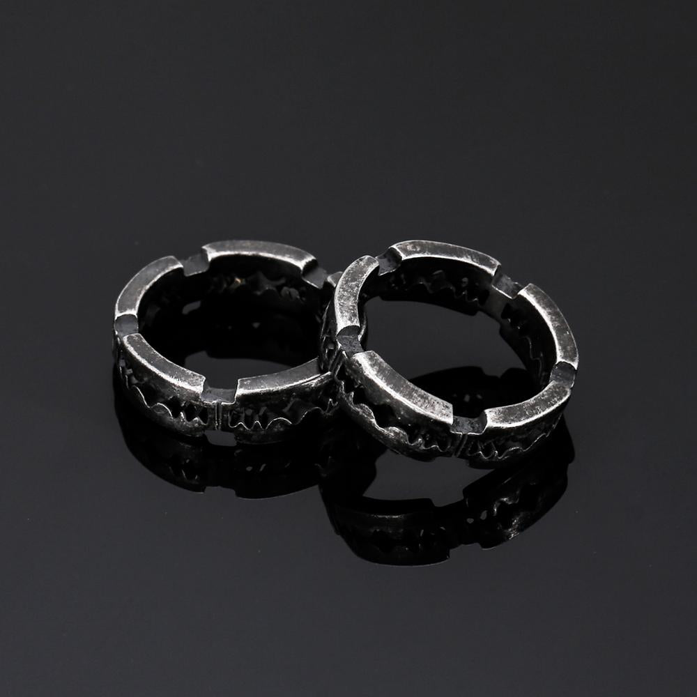 Blackened Steel Razor Blade Ring