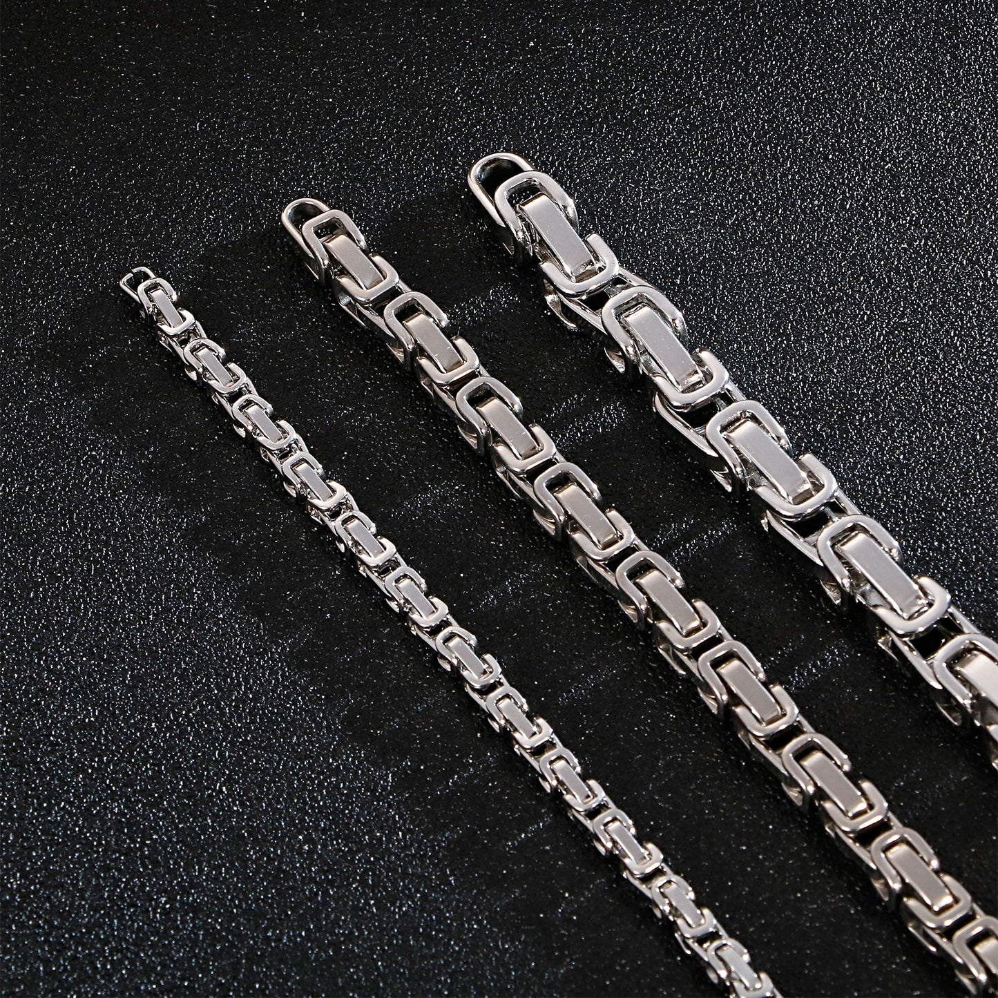 Bright Steel Box Chain Byzantine Chain Necklace