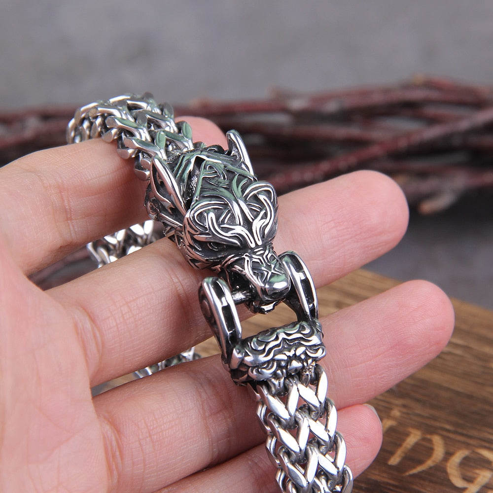 Fenrir Sun-Eater Wolf of Ragnarok Bracelet Viking Jewelry