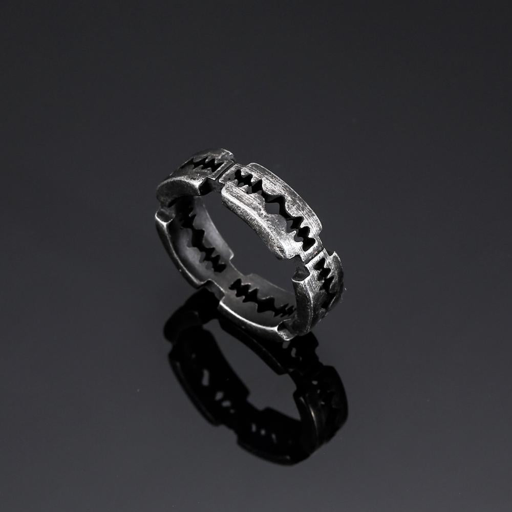 Blackened Steel Razor Blade Ring