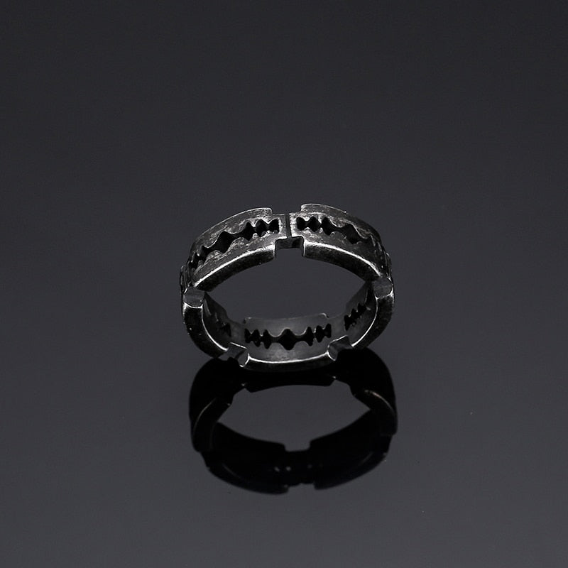Blackened Steel Razor Blade Ring