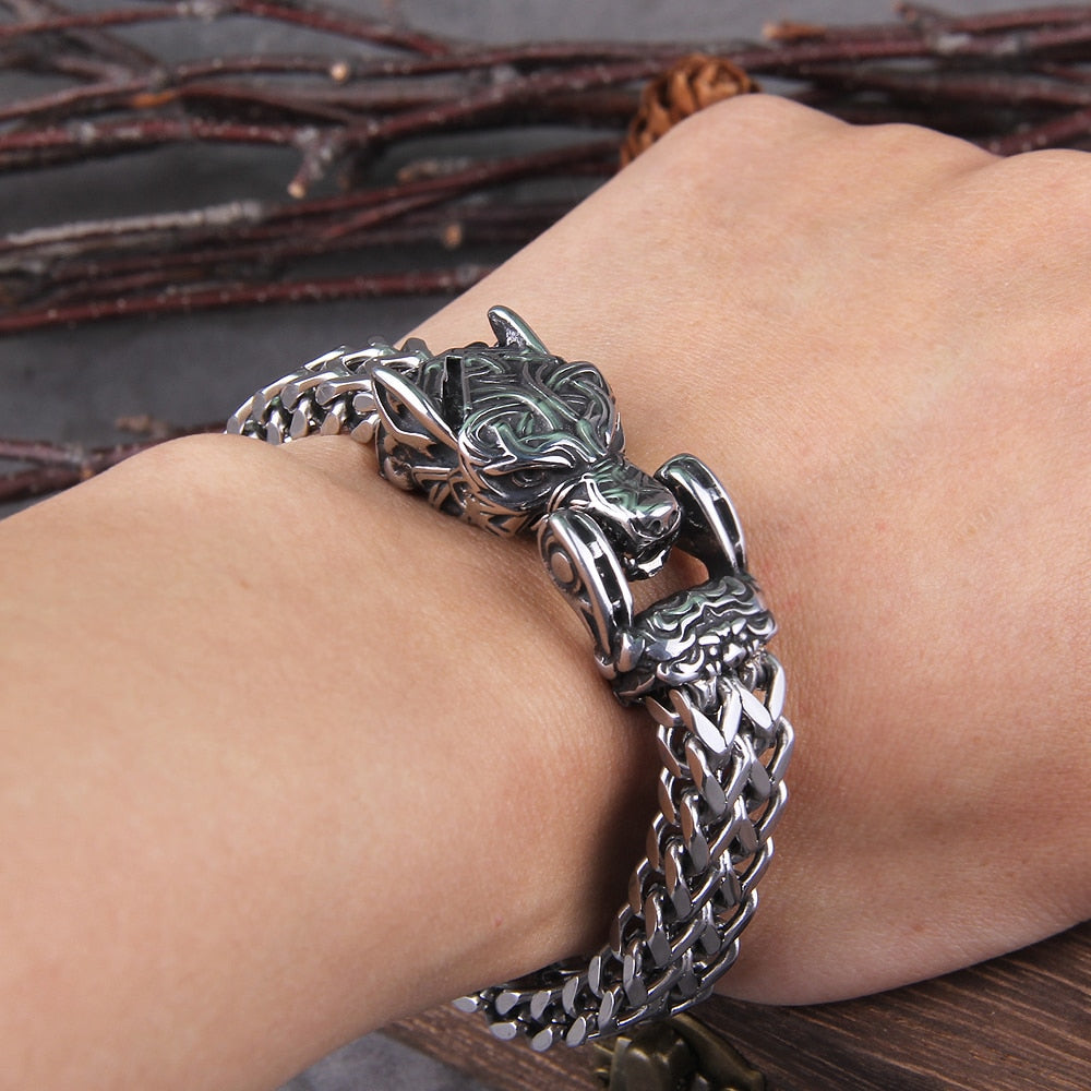 Fenrir Sun-Eater Wolf of Ragnarok Bracelet Viking Jewelry