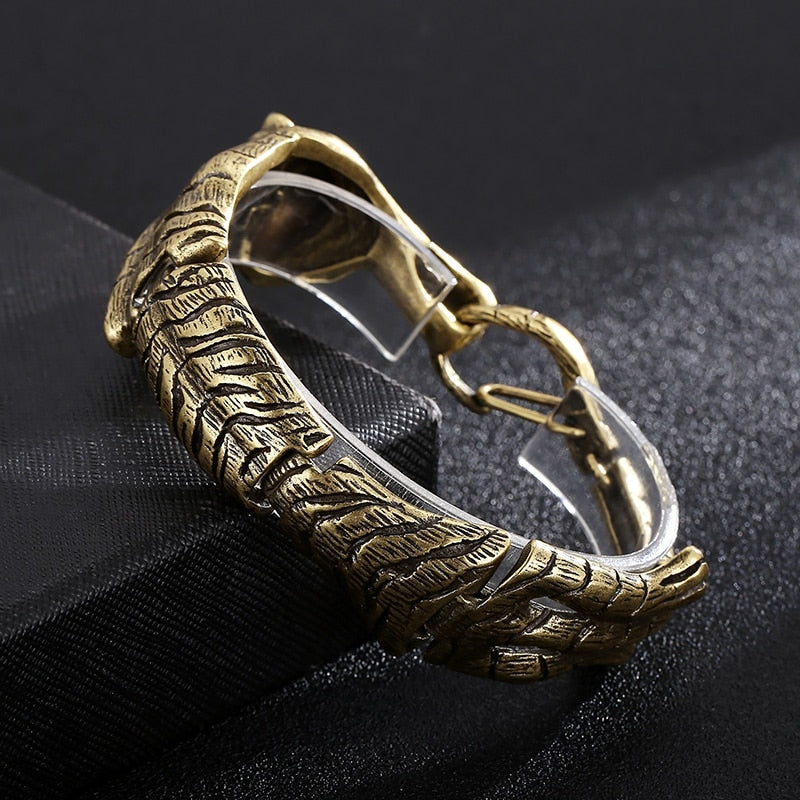 Antiqued Gold Segmented Tiger Totem Bracelet