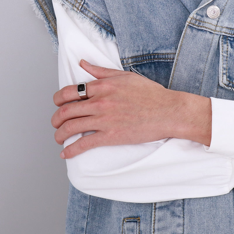 Couple's Matching Sleek Siver-Cast Ring Set