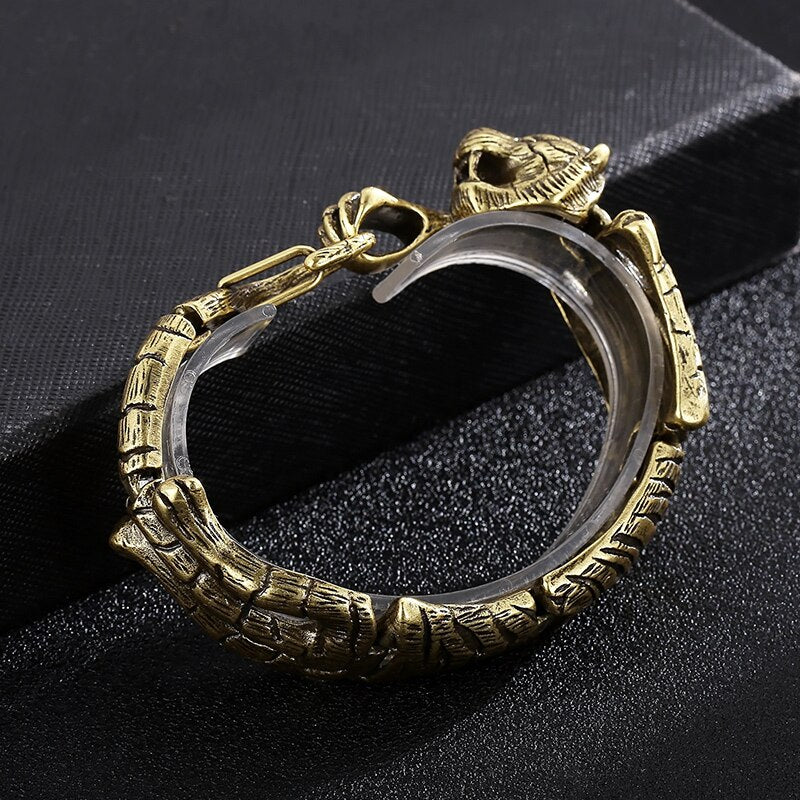 Antiqued Gold Segmented Tiger Totem Bracelet