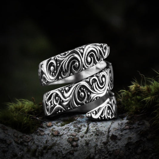 Norse Snake Style Spiral Ring in Sterling Silver