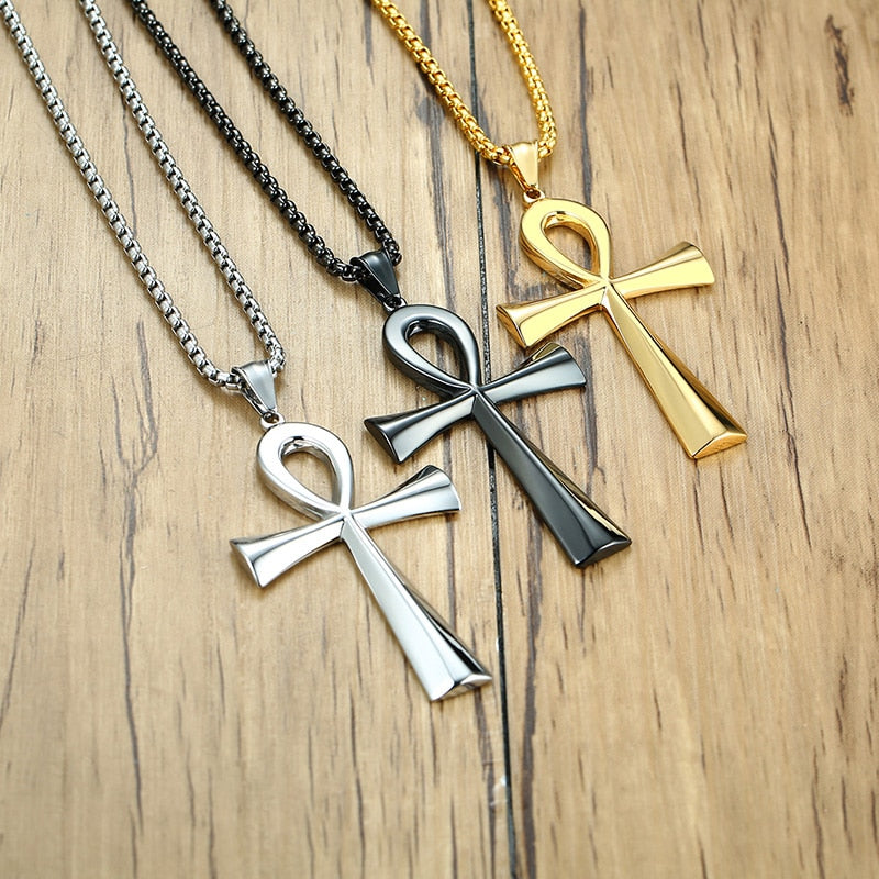 Stainless Steel Ankh Crucifix Necklaces