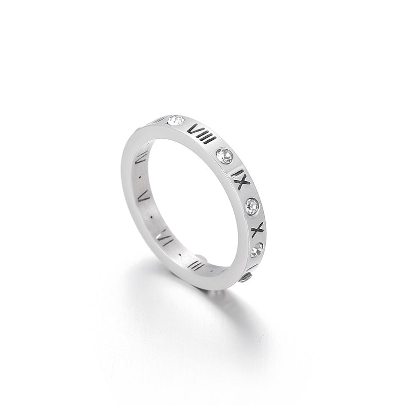 Thinset Titanium Steel Roman Numeral Ring