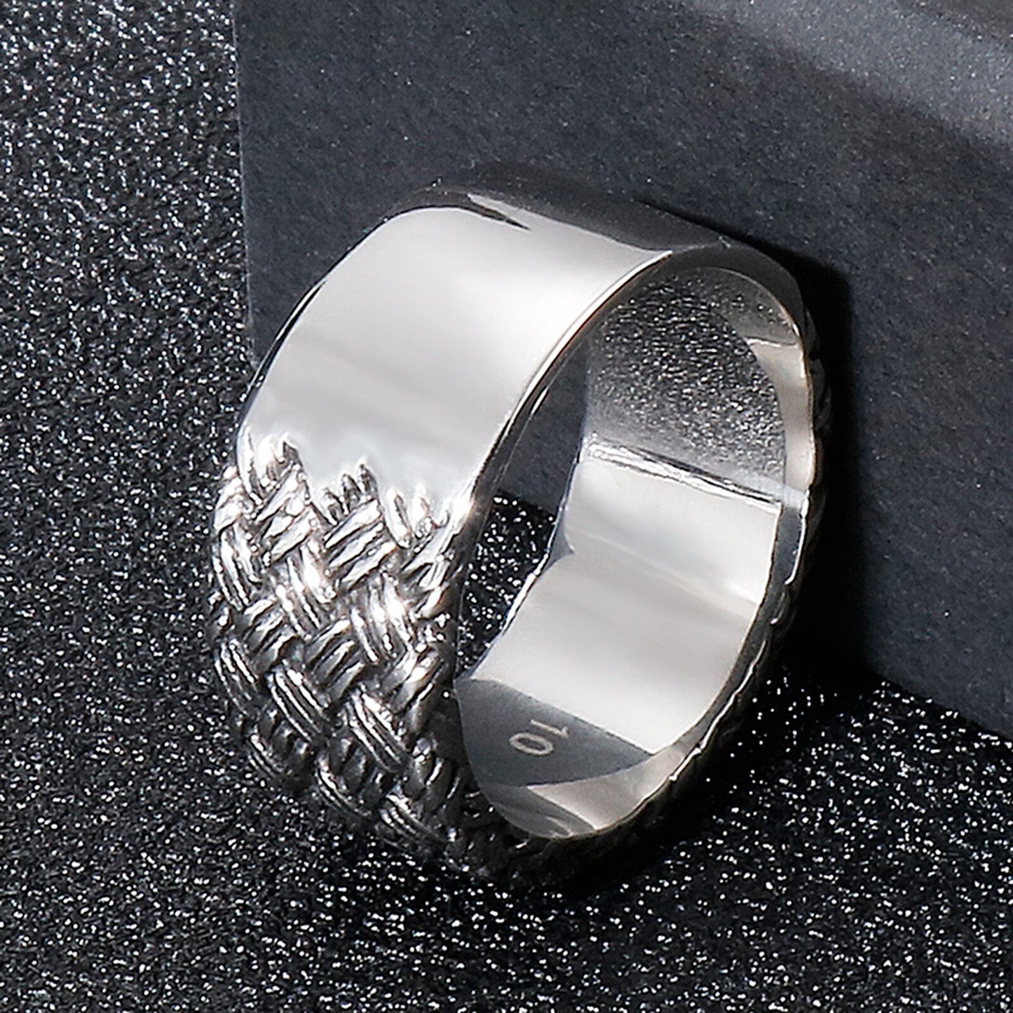 Woven Steel Signature Statement Ring