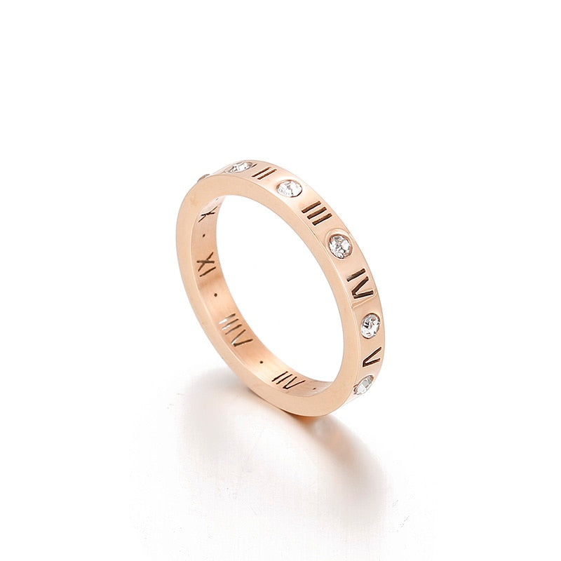 Thinset Titanium Steel Roman Numeral Ring