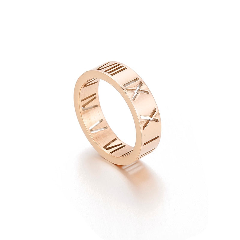 Thinset Titanium Steel Roman Numeral Ring