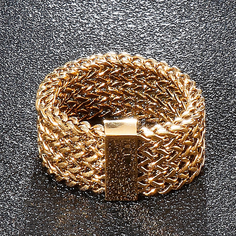 Woven Chain Mail Triple Strand Statement Ring