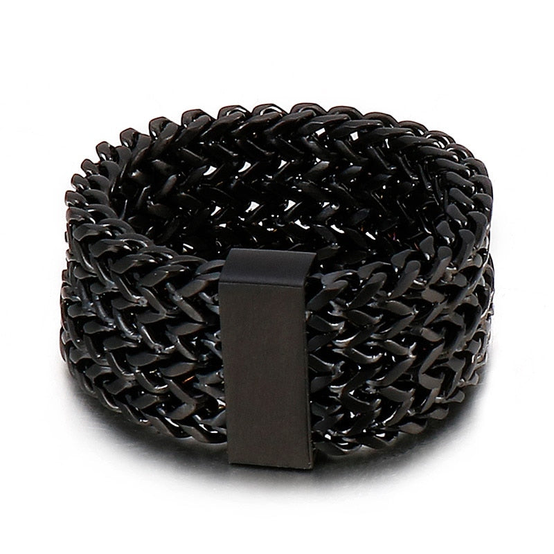 Woven Chain Mail Triple Strand Statement Ring