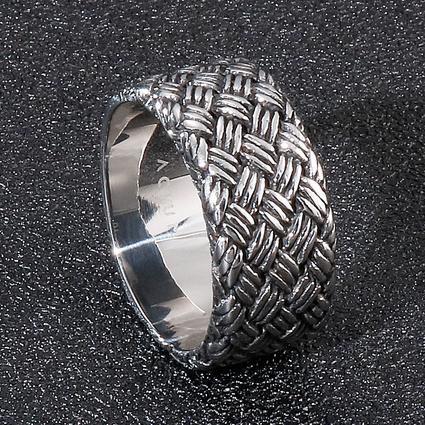 Woven Steel Signature Statement Ring