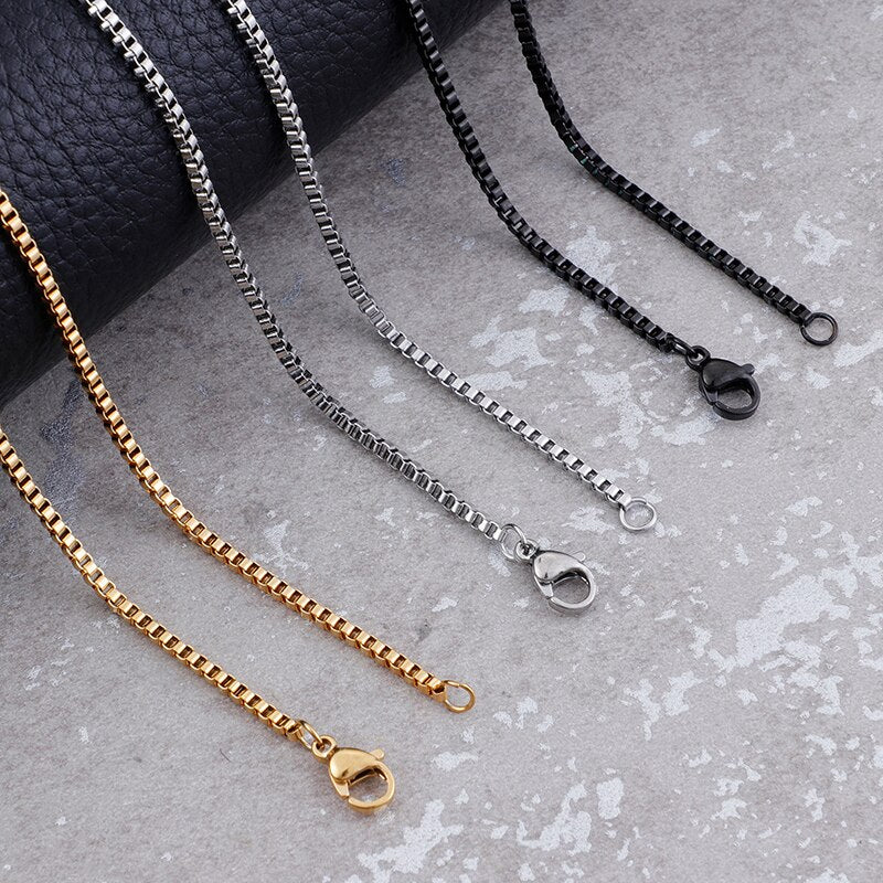 Titanium Steel Delicate Box Chain Layering Necklace