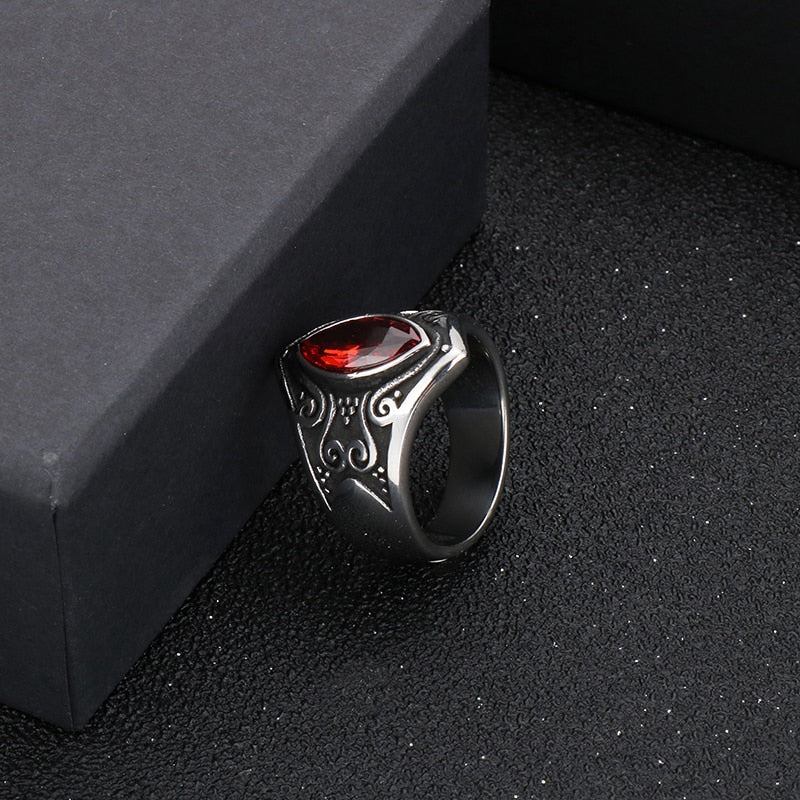 Teardrop Gemstone Knotwork Signet Ring