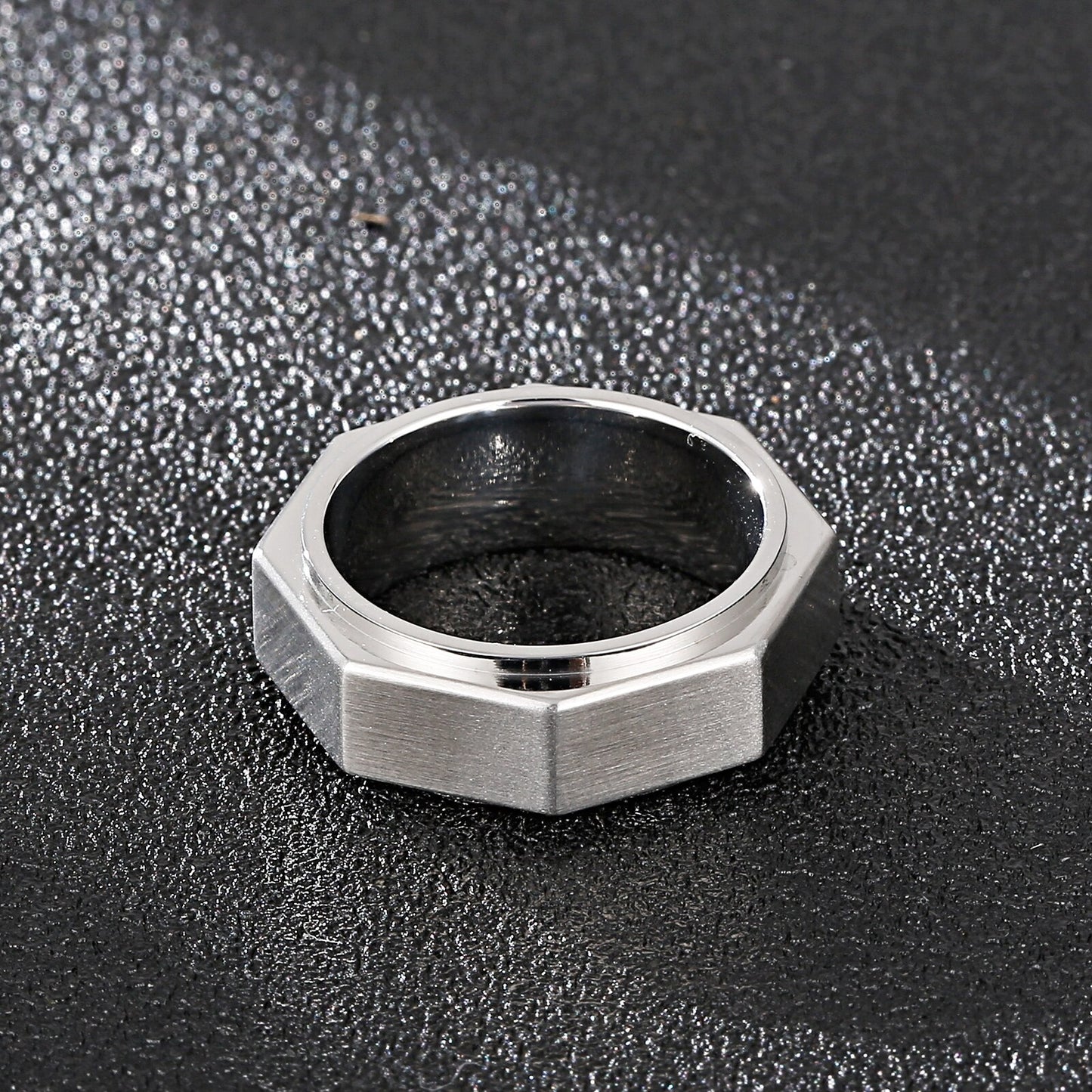 Octagonal Nut Screw Hardware Signet Ring