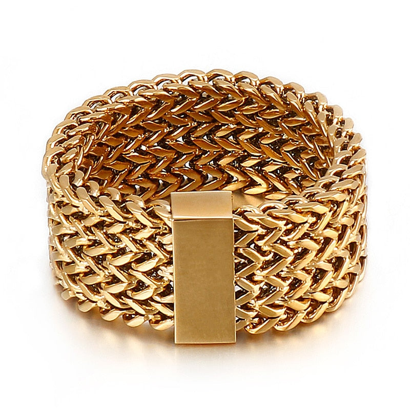 Woven Chain Mail Triple Strand Statement Ring