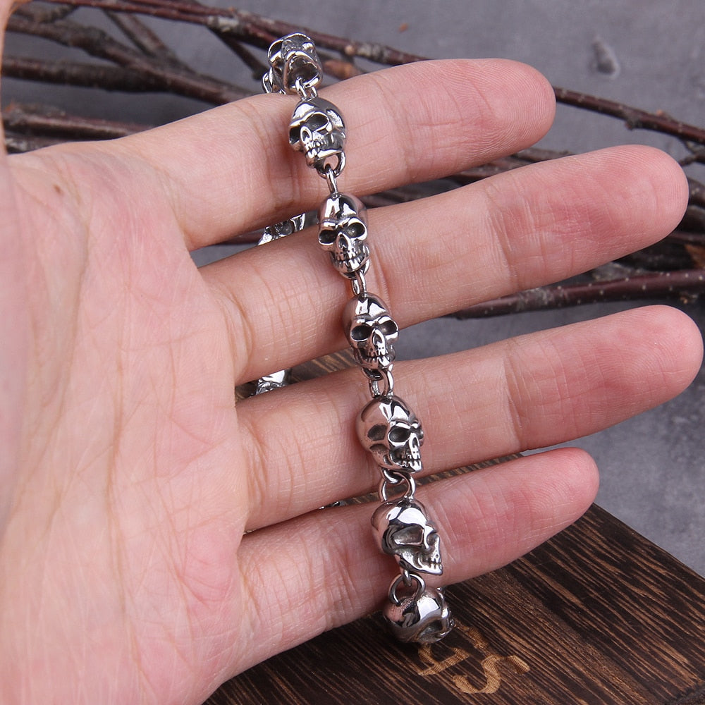 Warrior of Hel Viking Skulls of the Dead Steel Bracelet