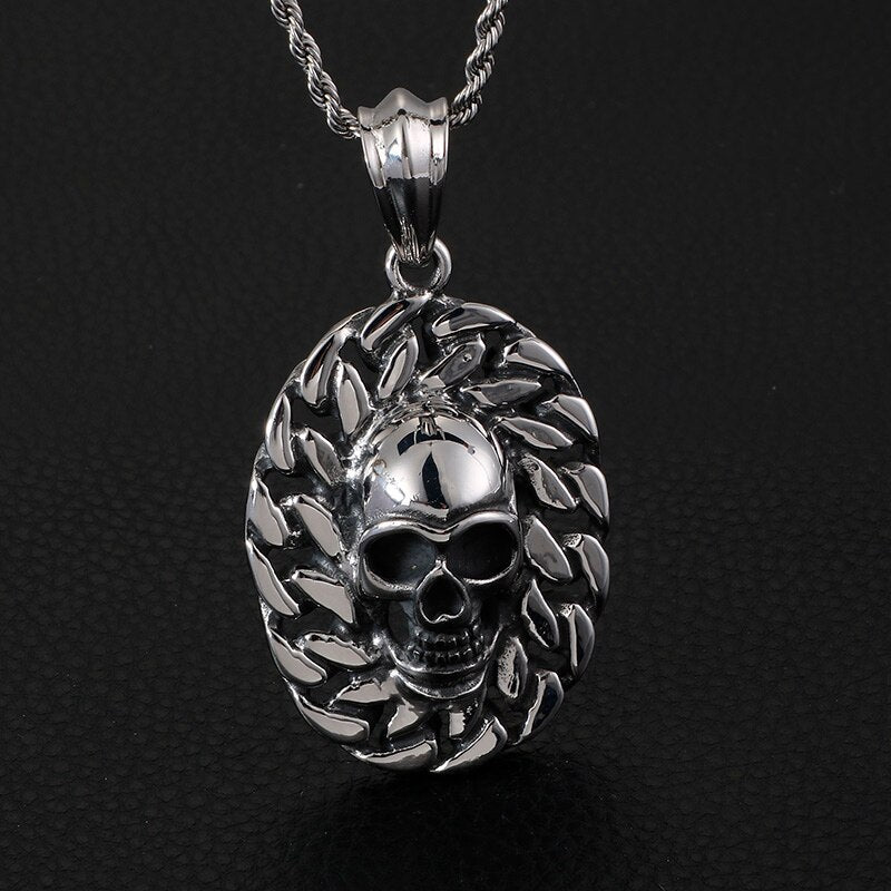 Chained Skull Pendant Necklace