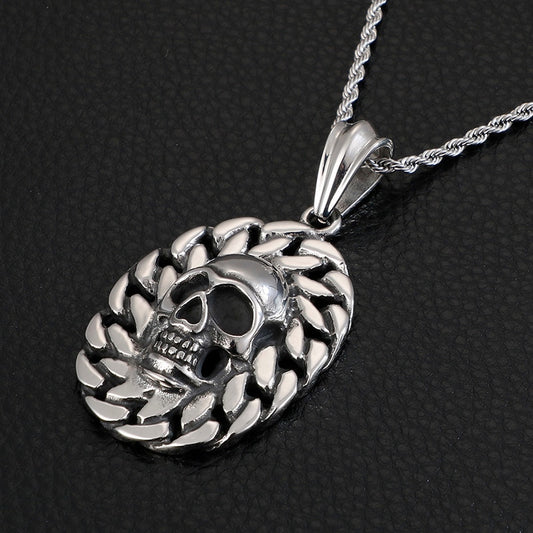 Chained Skull Pendant Necklace