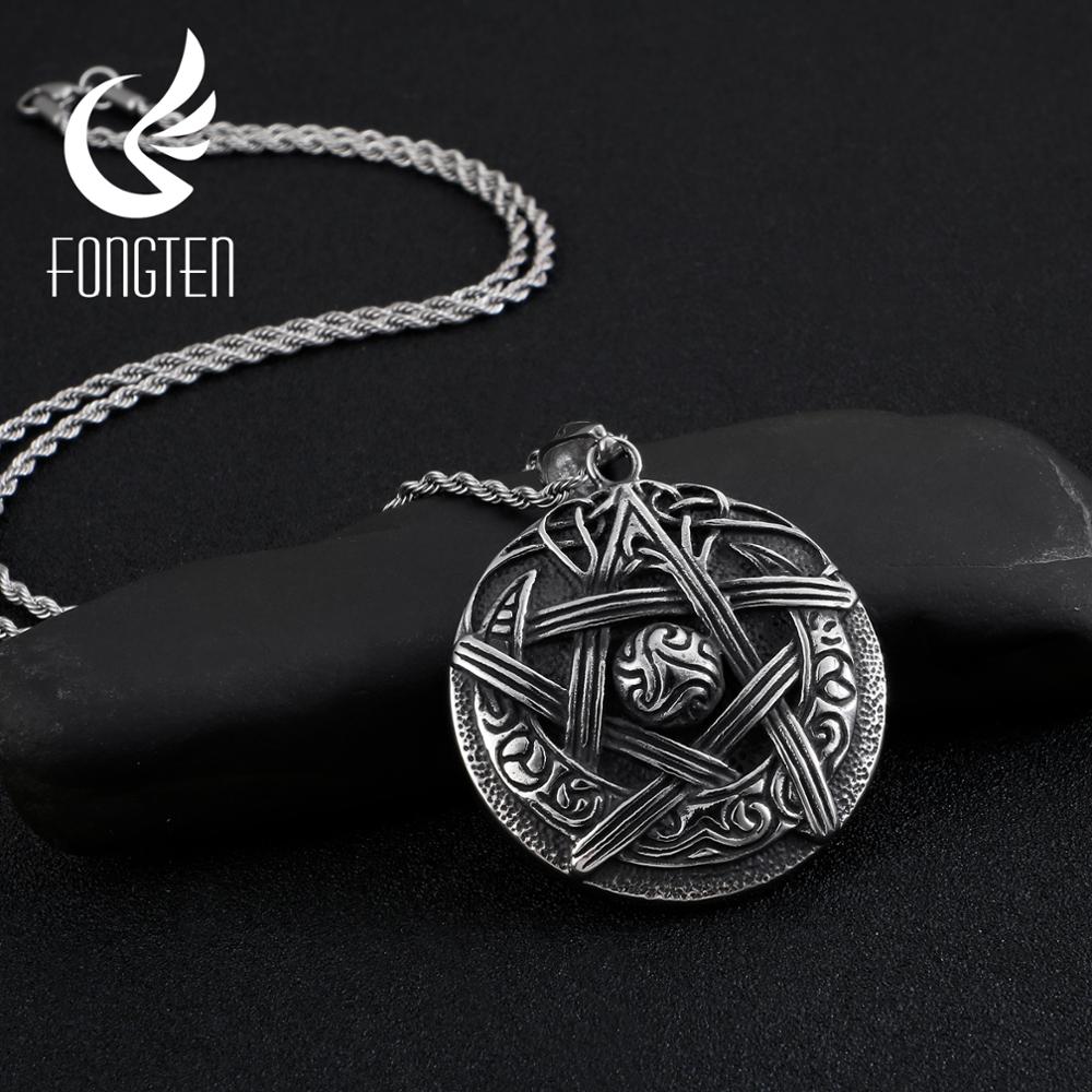 Wiccan Moon Sigil Pentagram Pendant Necklace