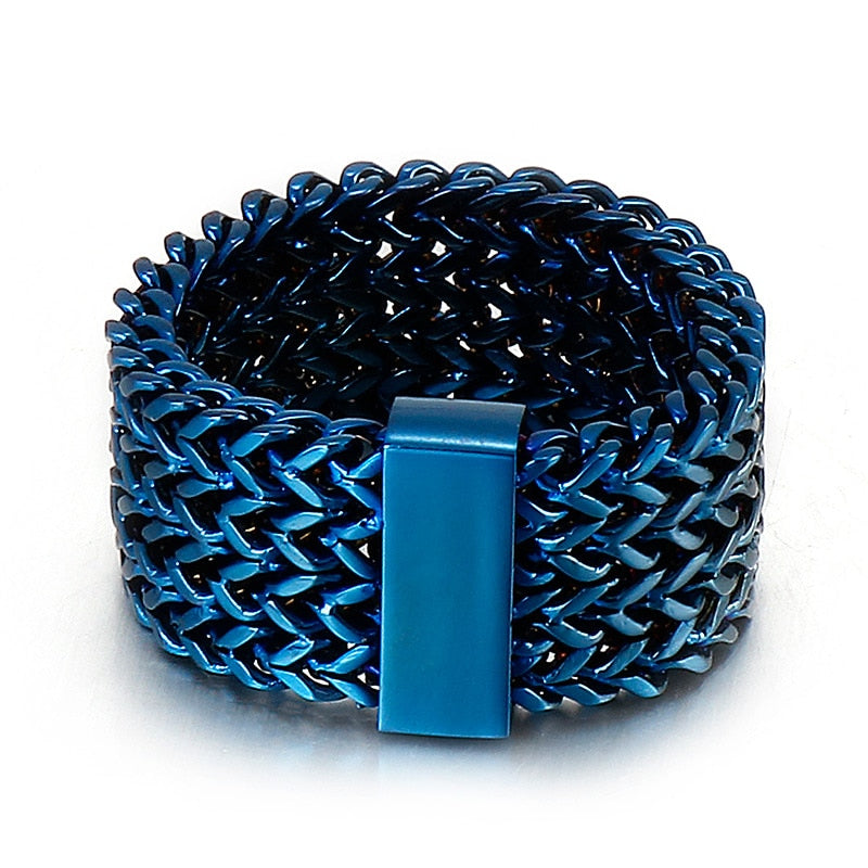 Woven Chain Mail Triple Strand Statement Ring