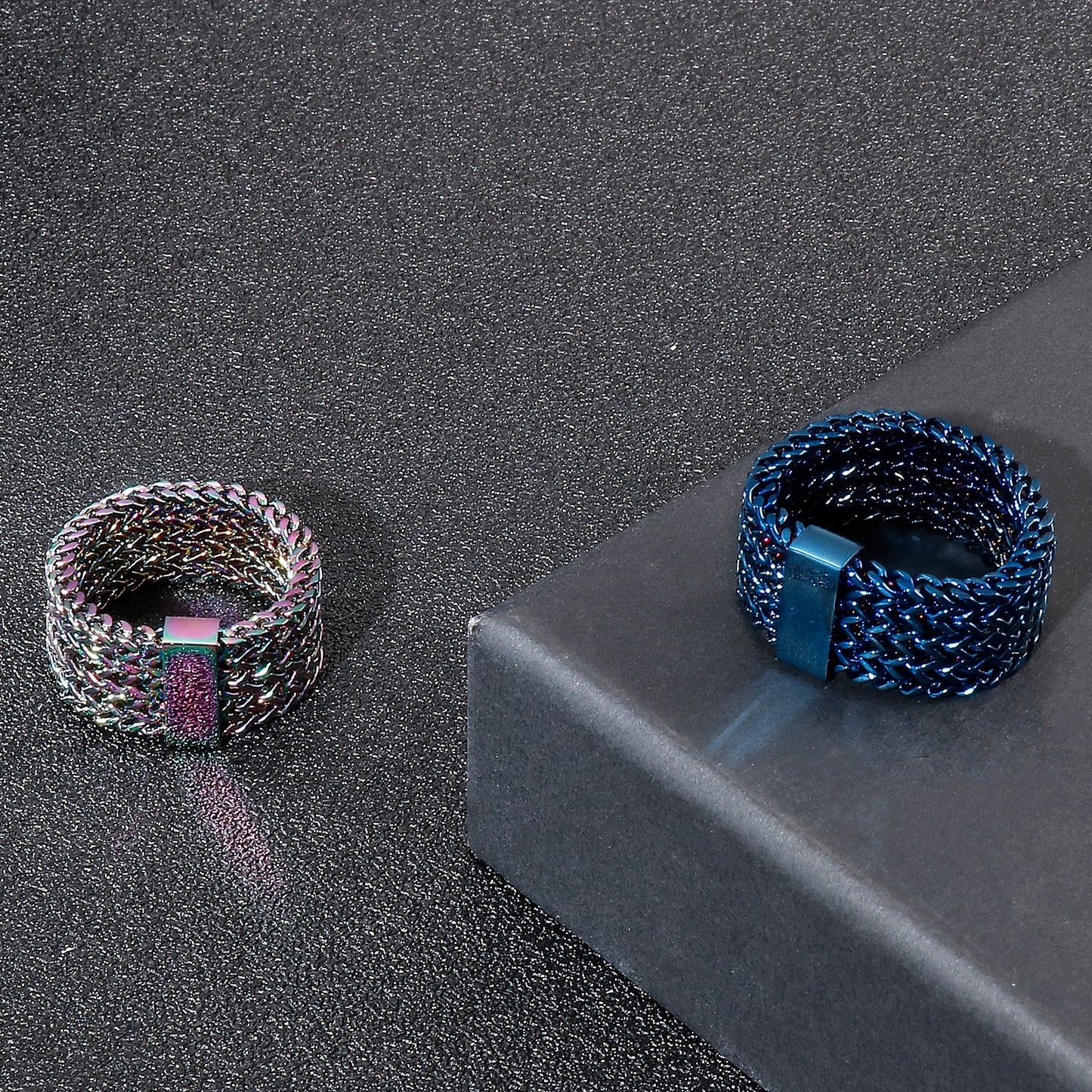 Woven Chain Mail Triple Strand Statement Ring