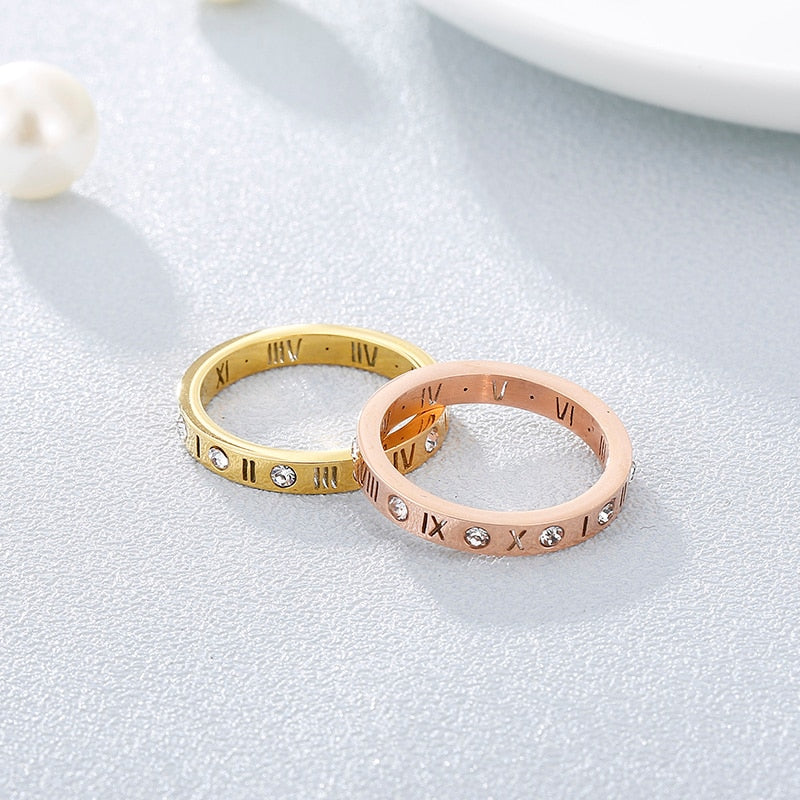 Thinset Titanium Steel Roman Numeral Ring