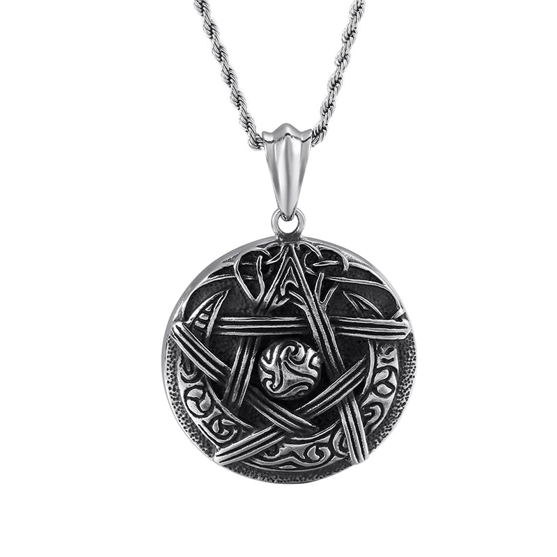 Wiccan Moon Sigil Pentagram Pendant Necklace