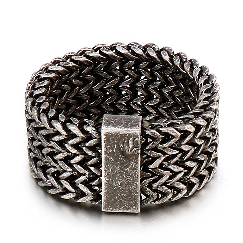 Woven Chain Mail Triple Strand Statement Ring