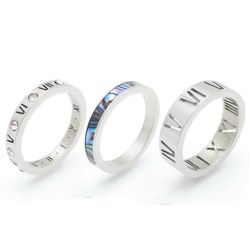 Thinset Titanium Steel Roman Numeral Ring