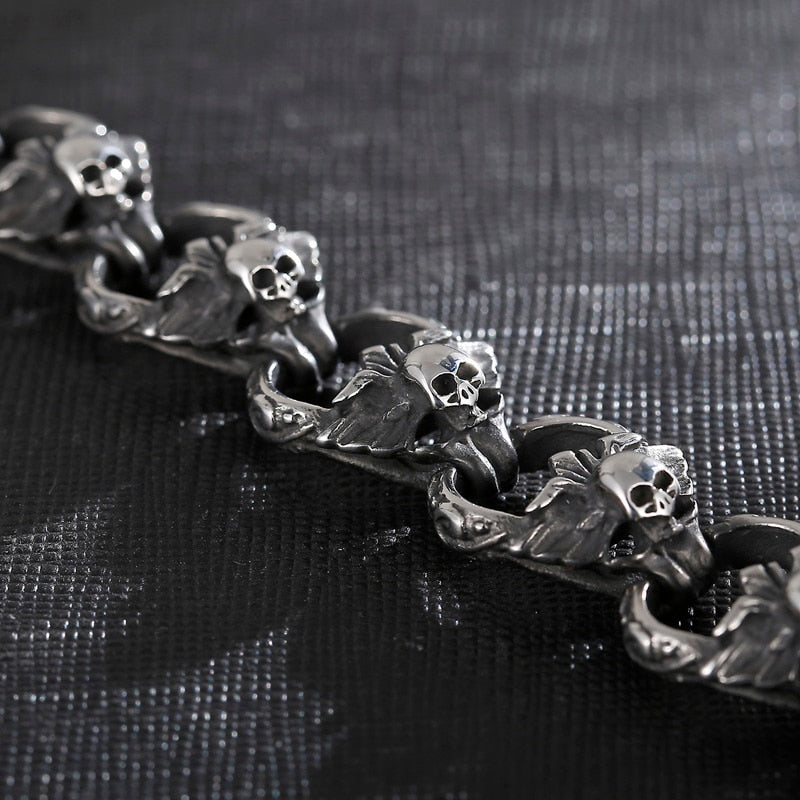 Vintage Gothic Skull Signet Bracelet