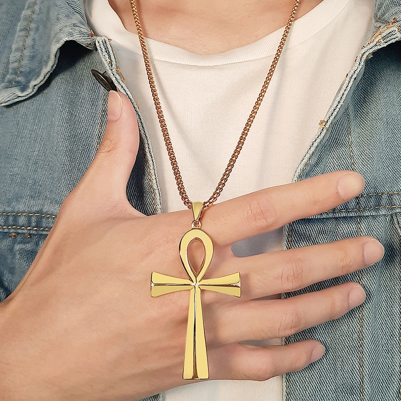 Stainless Steel Ankh Crucifix Necklaces