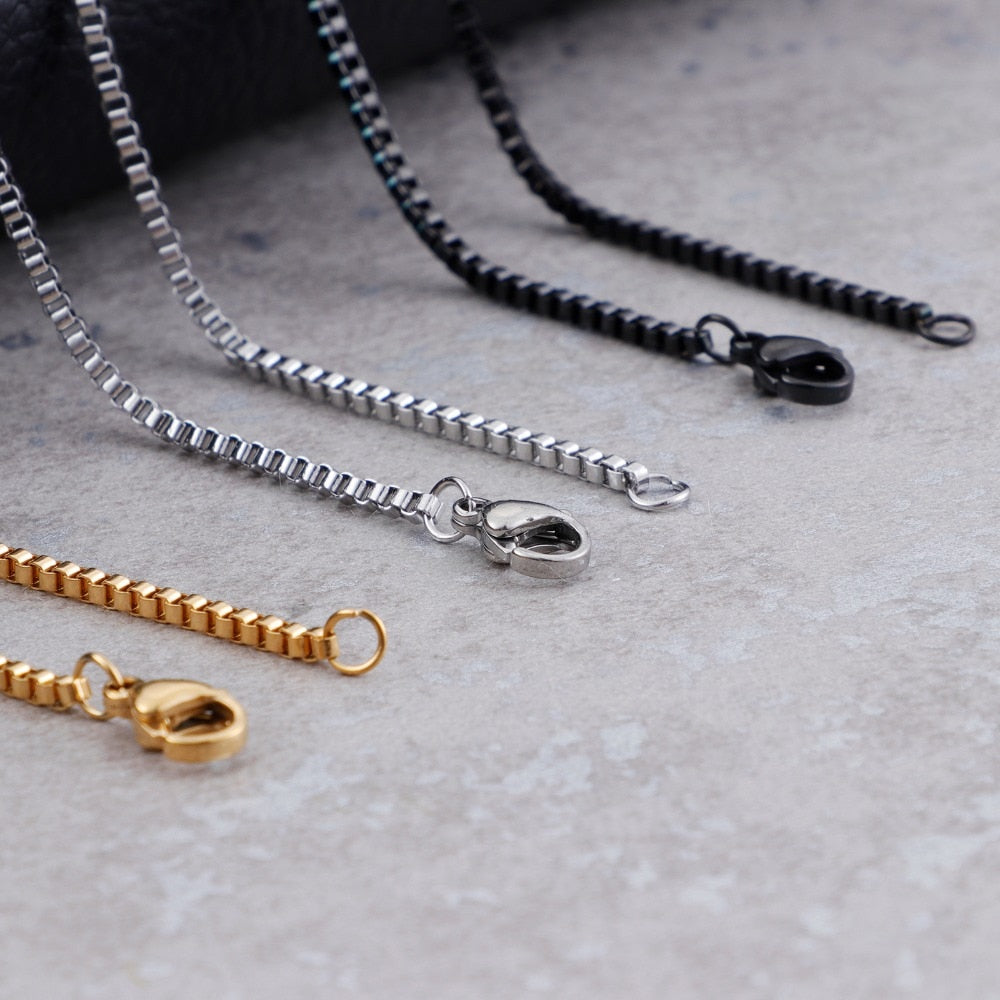 Titanium Steel Delicate Box Chain Layering Necklace