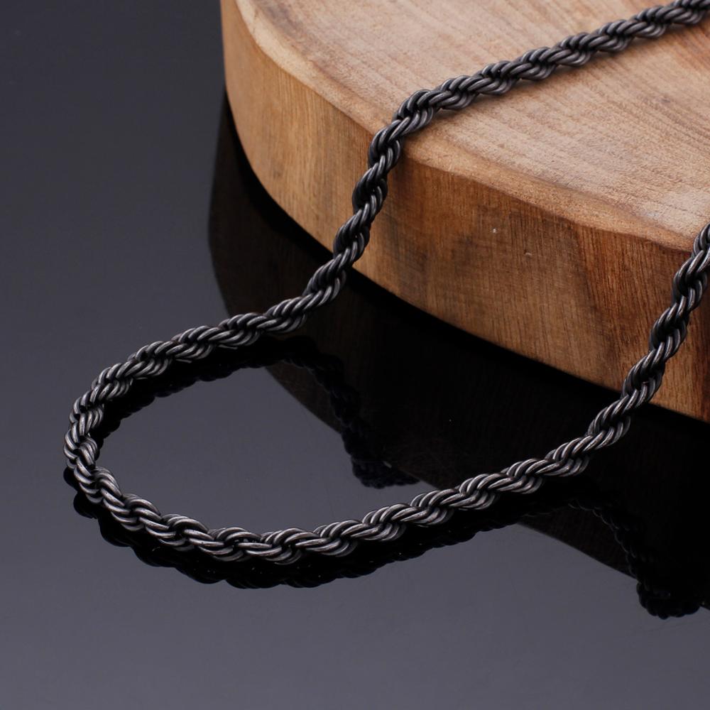 Black Steel Rope Chain Layering Necklace