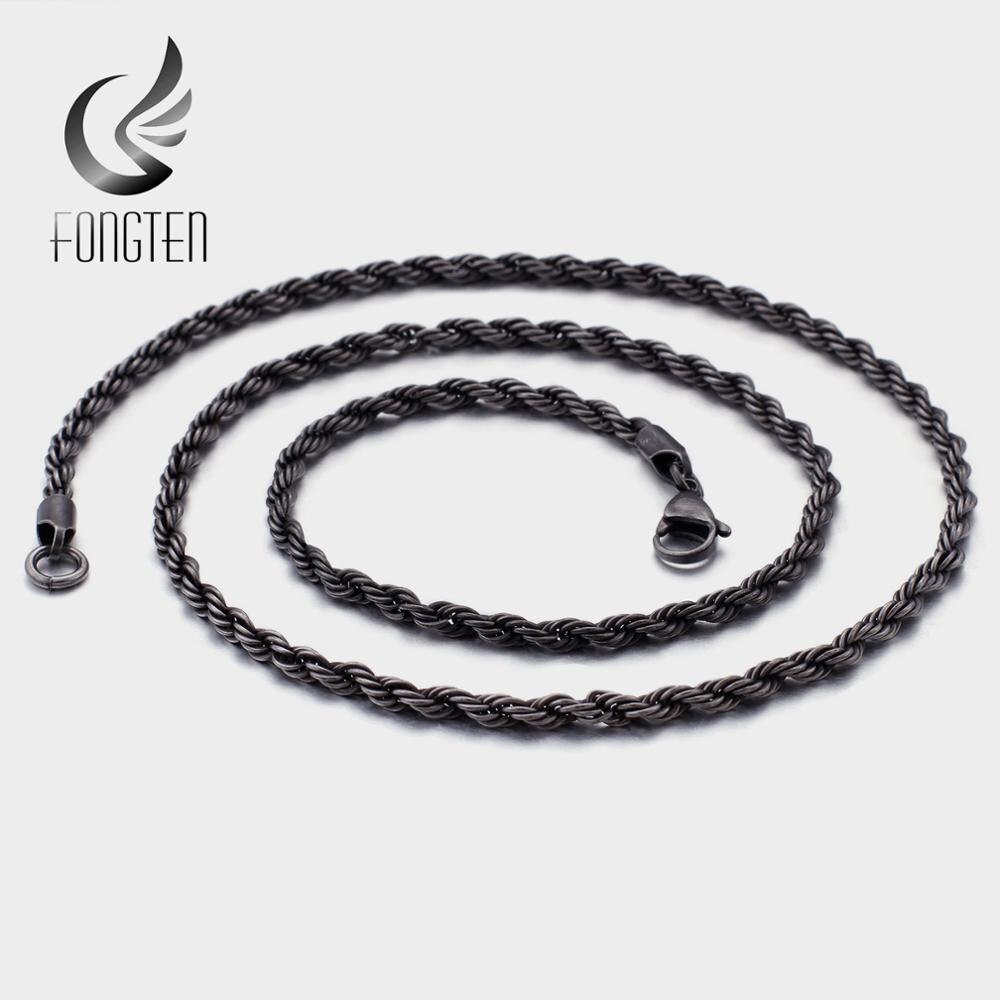 Black Steel Rope Chain Layering Necklace