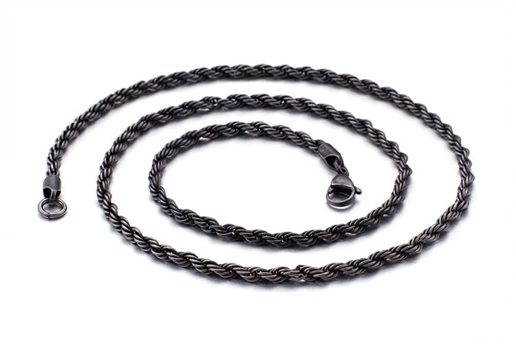 Black Steel Rope Chain Layering Necklace