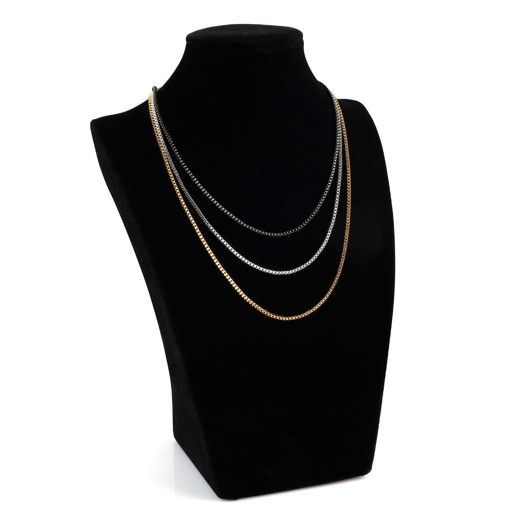 Titanium Steel Delicate Box Chain Layering Necklace