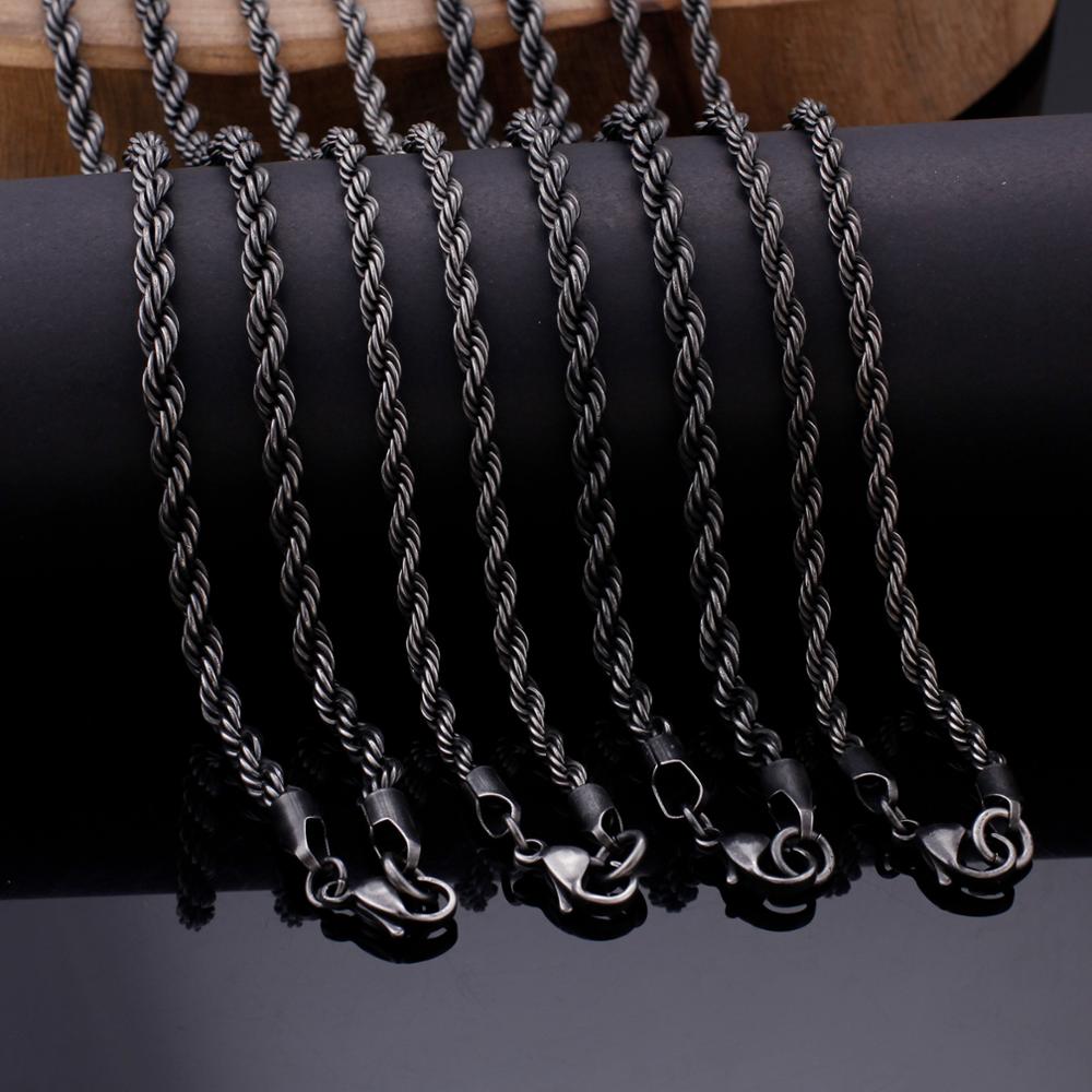 Black Steel Rope Chain Layering Necklace