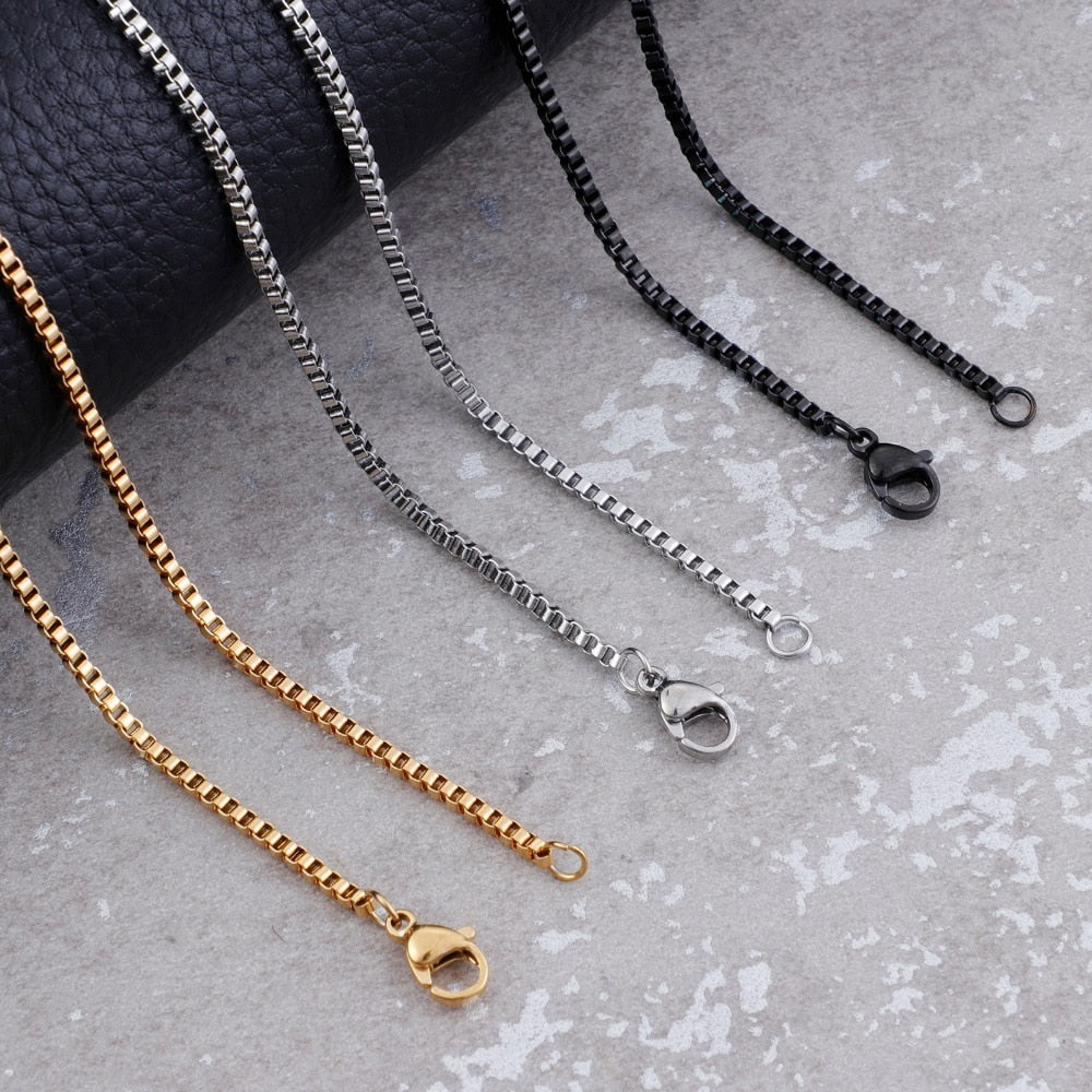 Titanium Steel Delicate Box Chain Layering Necklace