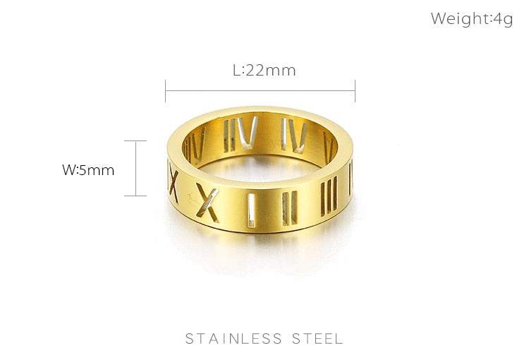 Thinset Titanium Steel Roman Numeral Ring