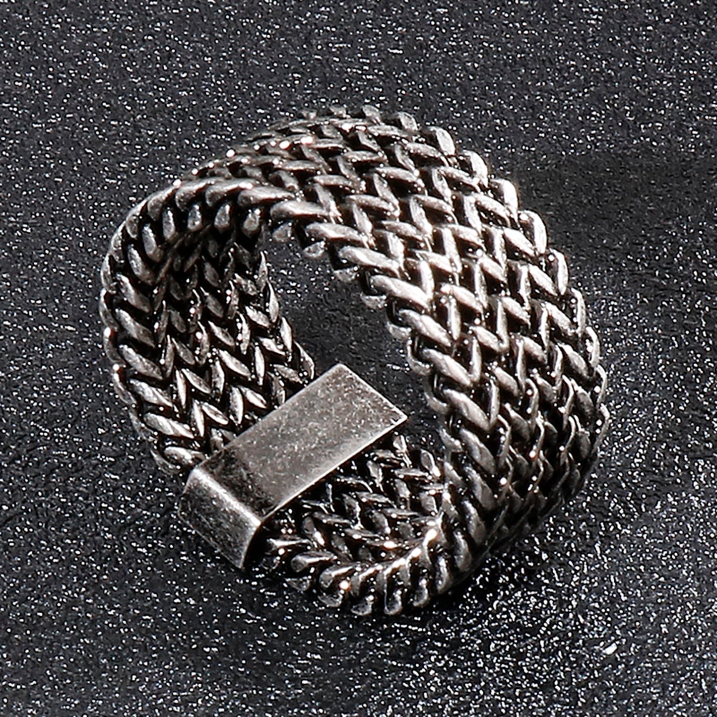 Woven Chain Mail Triple Strand Statement Ring