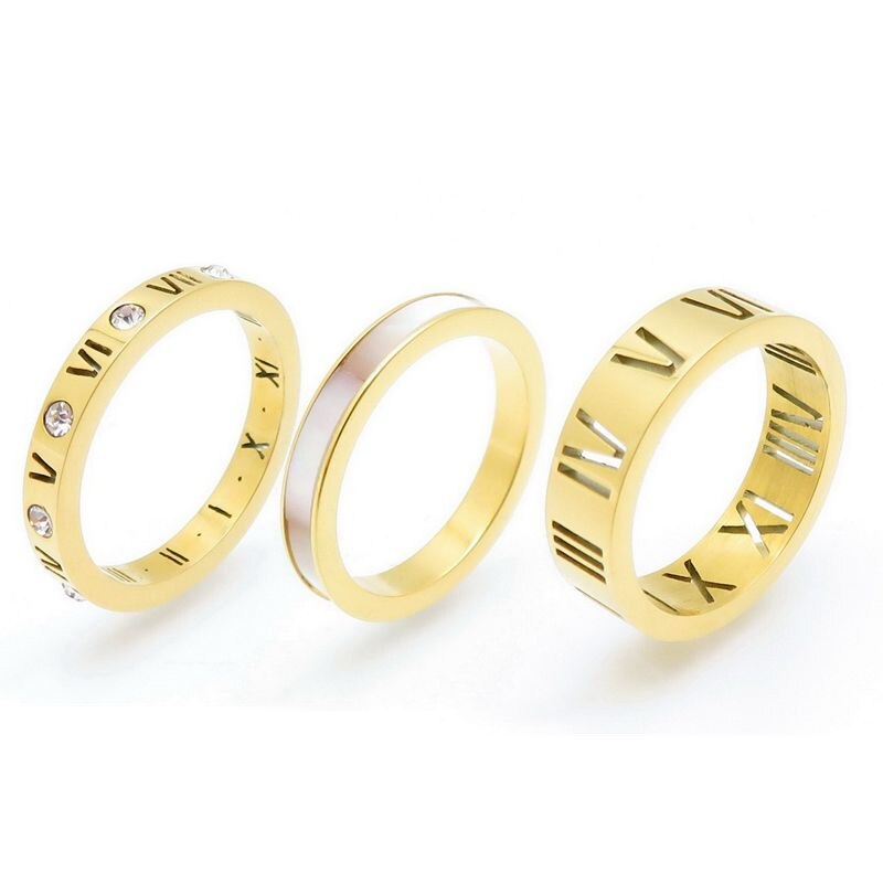 Thinset Titanium Steel Roman Numeral Ring