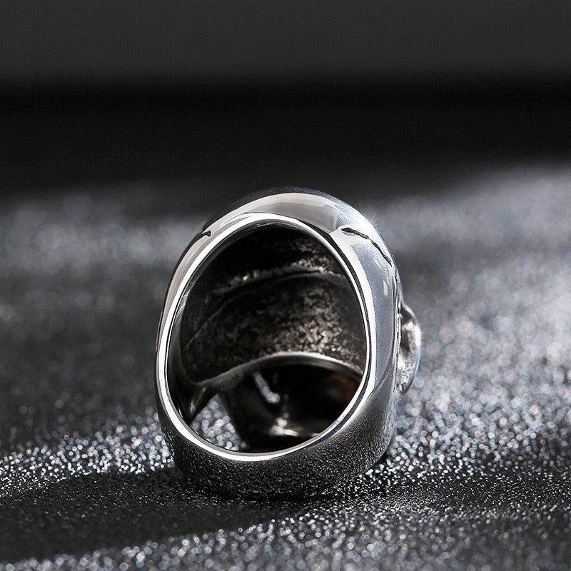 Cracked Skull Steel Signet Ring