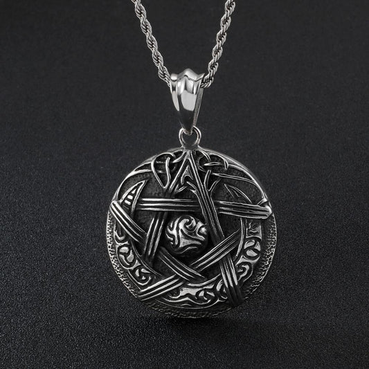 Wiccan Moon Sigil Pentagram Pendant Necklace