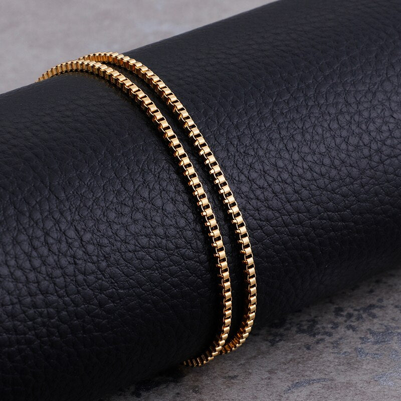 Titanium Steel Delicate Box Chain Layering Necklace