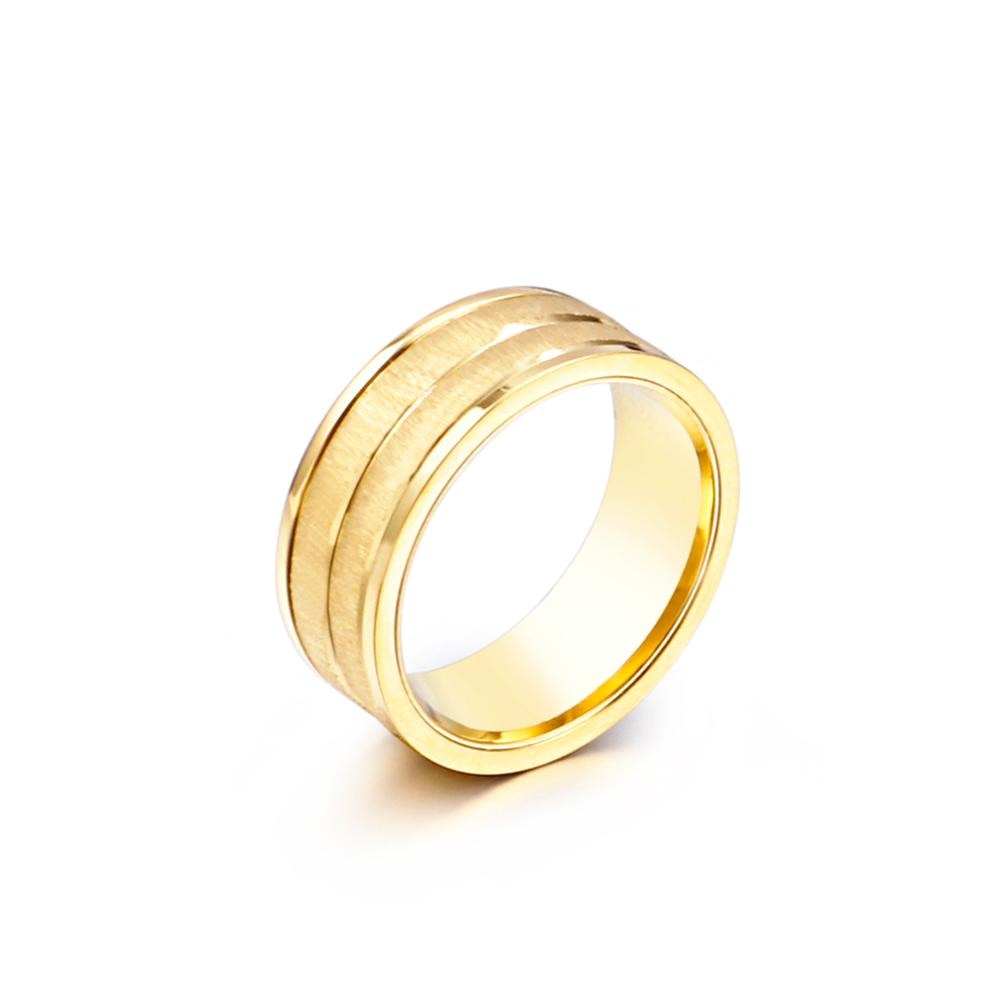 High Polish Groove Contrast Statement Ring